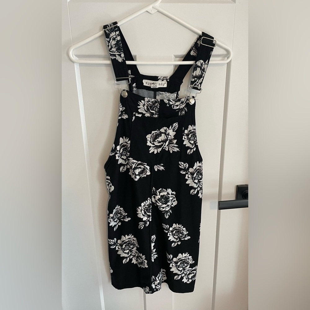Eye Candy Black and White Patterned Overall Dress